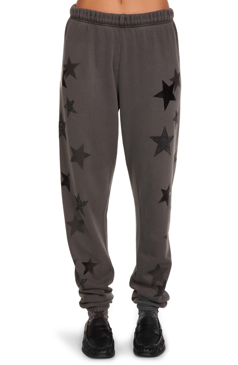 Lauren Moshi Nika Black Crystal Multi Stars Sweatpants, Main, color, Pigment Black