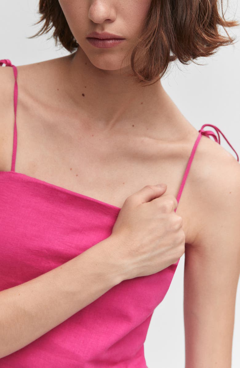 MANGO Bead Detail Linen Blend Minidress, Alternate, color, 