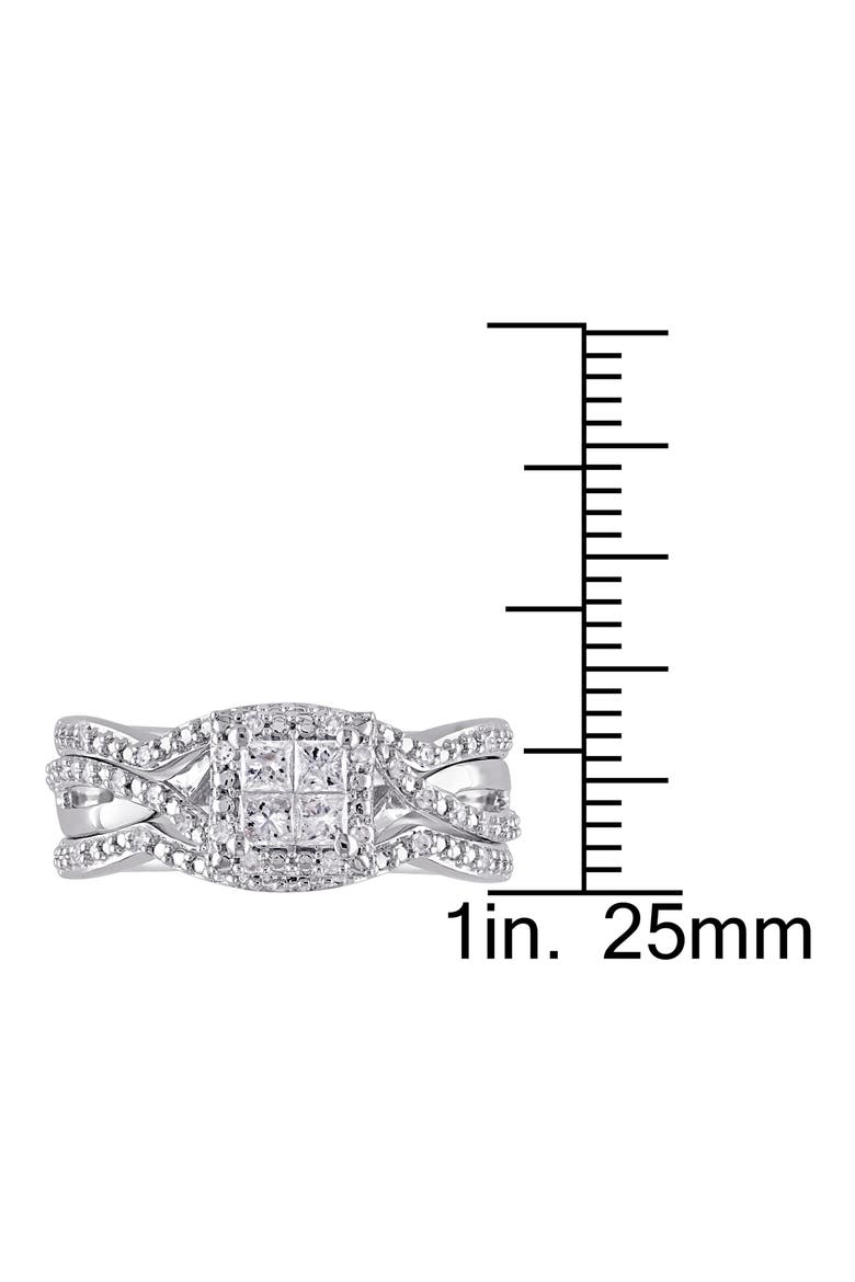 Set of 3 Princess Cut Diamond Halo Stackable Rings, Alternate, color, WHITE