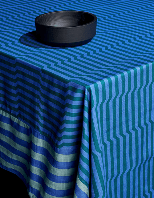 Tortuga Forma Stripe Tablecloth Reversible In Blue
