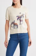 Pendleton Wild Horse Print Short Sleeve Cotton Sweater