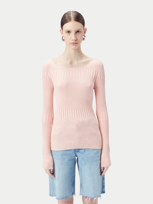 Gobi Mongolian Cashmere Ribbed Cotton Silk Cashmere Blend Sweater In Primrose Pink