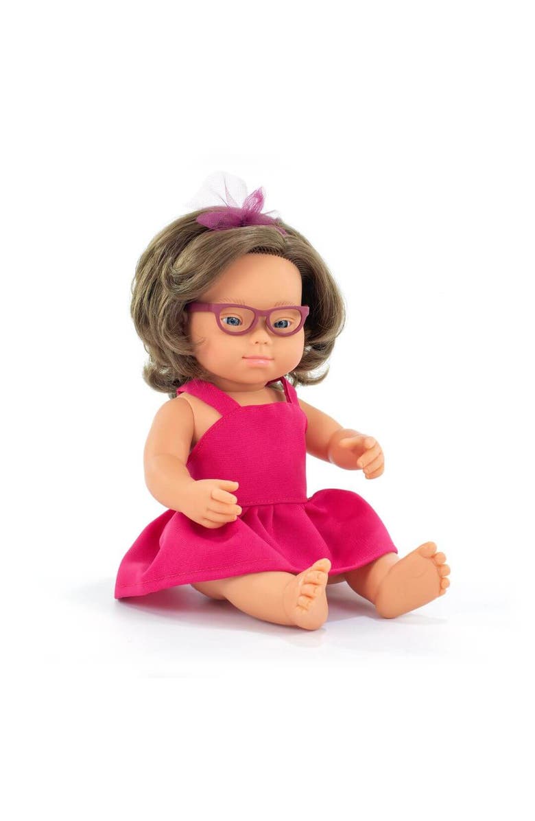 Miniland Baby Doll Caucasian Girl With Down Syndrome And Glasses 15'' (Box) - My Friends & Me, Main, color, Light Skin