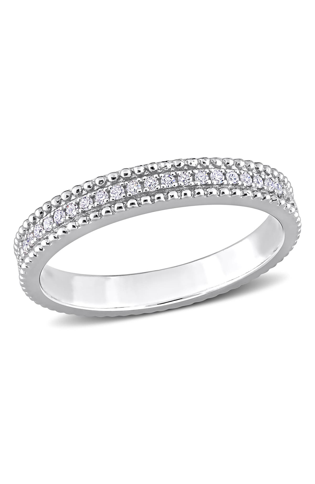 Delmar Sterling Silver Diamond Eternity Band Ring - 0.10 ctw