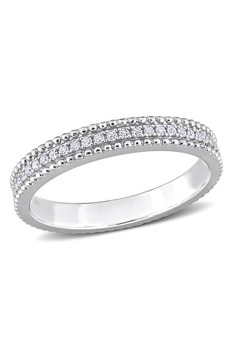 Delmar Sterling Silver Diamond Eternity Band Ring - 0.10 ctw