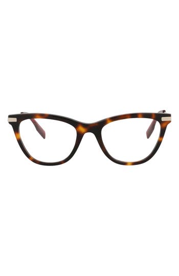 Alexander Mcqueen Mcqueen 47mm Cat Eye Optical Glasses In Havana Gold Transparent