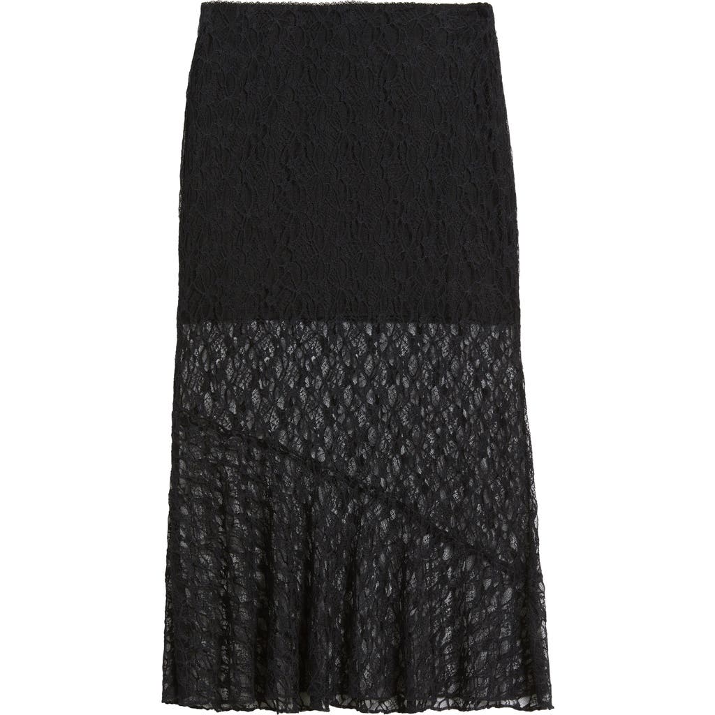 Open Edit Lace Midi Skirt In Black