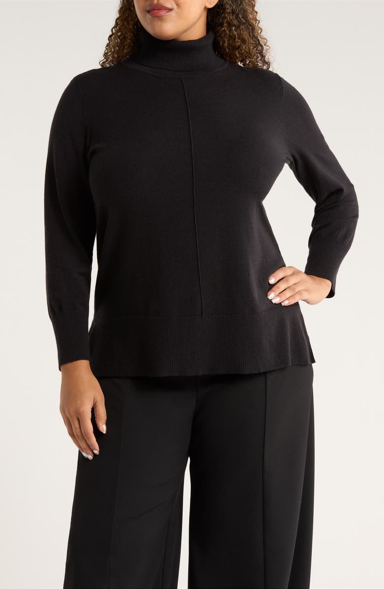 Jones New York Turtleneck Seam Front Bouclé Sweater, Main, color, 