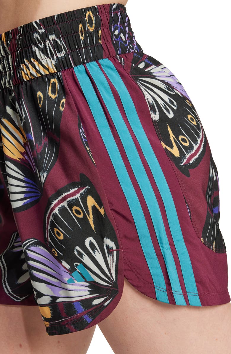 ADIDAS X FARM RIO Print 3-Stripes Shorts, Alternate, color, Black/ Amazon Red/ Energy Ink