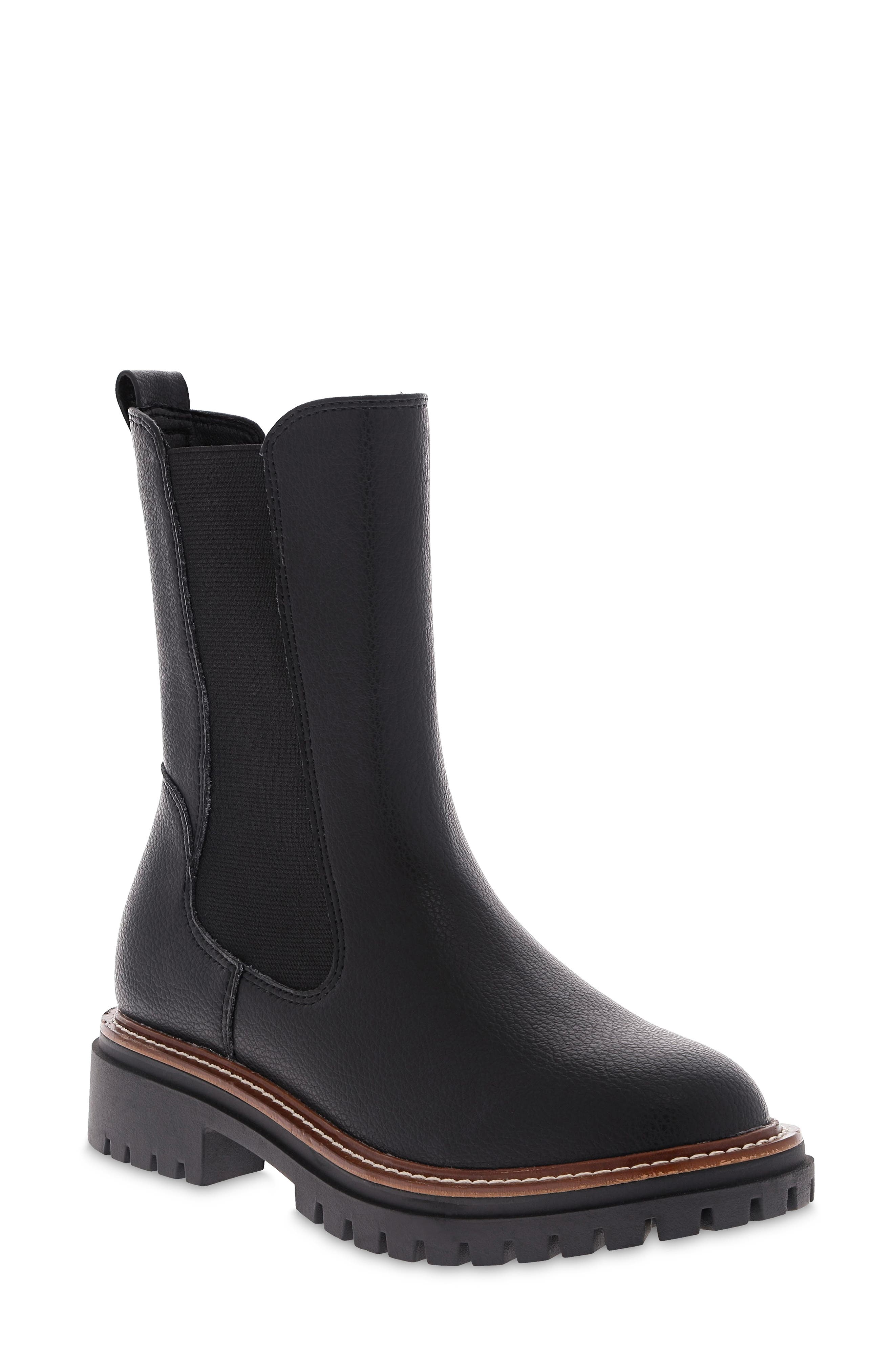 Fala Water Resistant Leather Chelsea Boot, Main, color, BLACK