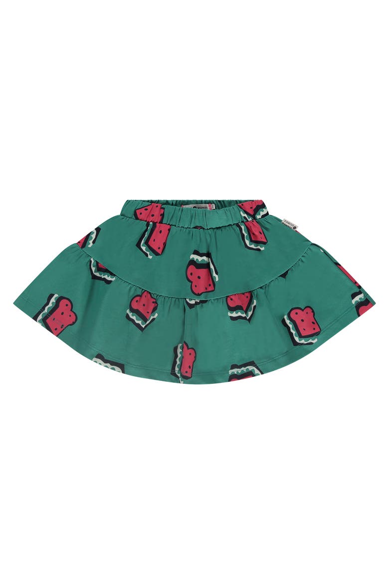 Allover Sandwich Print Tiered Skirt, Main, color, Emerald