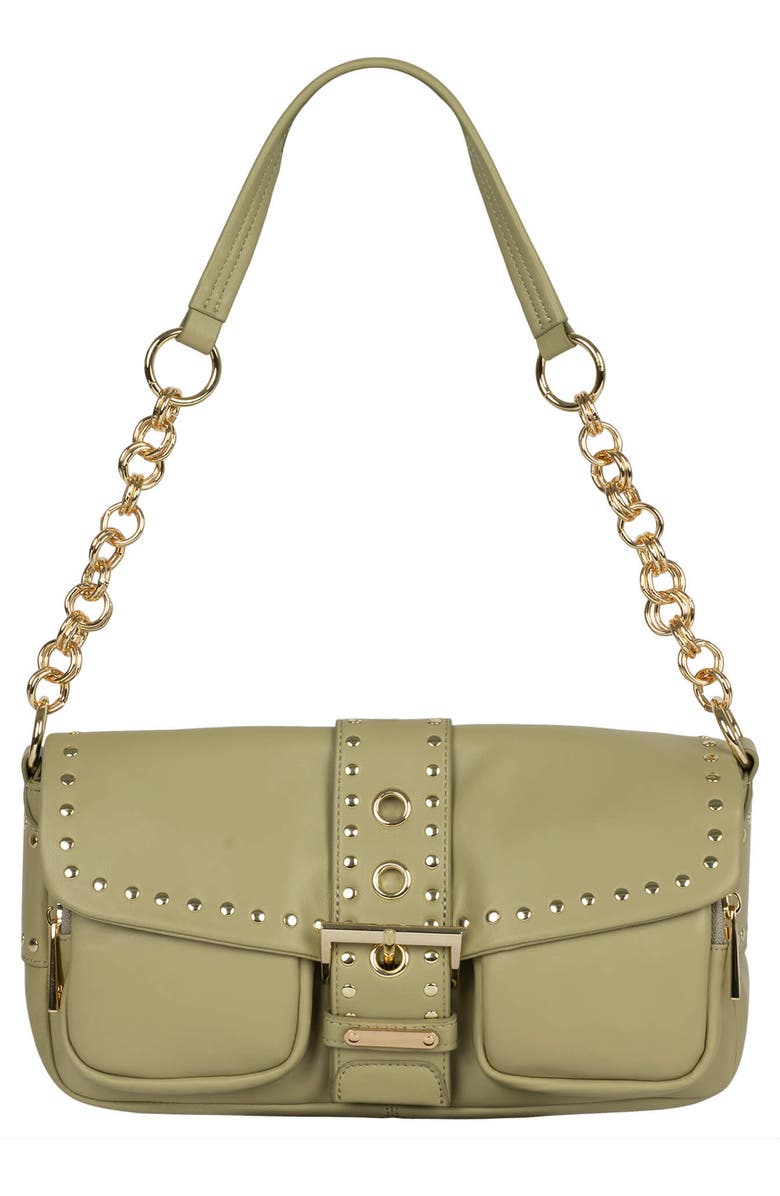 Jeffrey Campbell Night Out Leather Shoulder Bag, Main, color, Sage