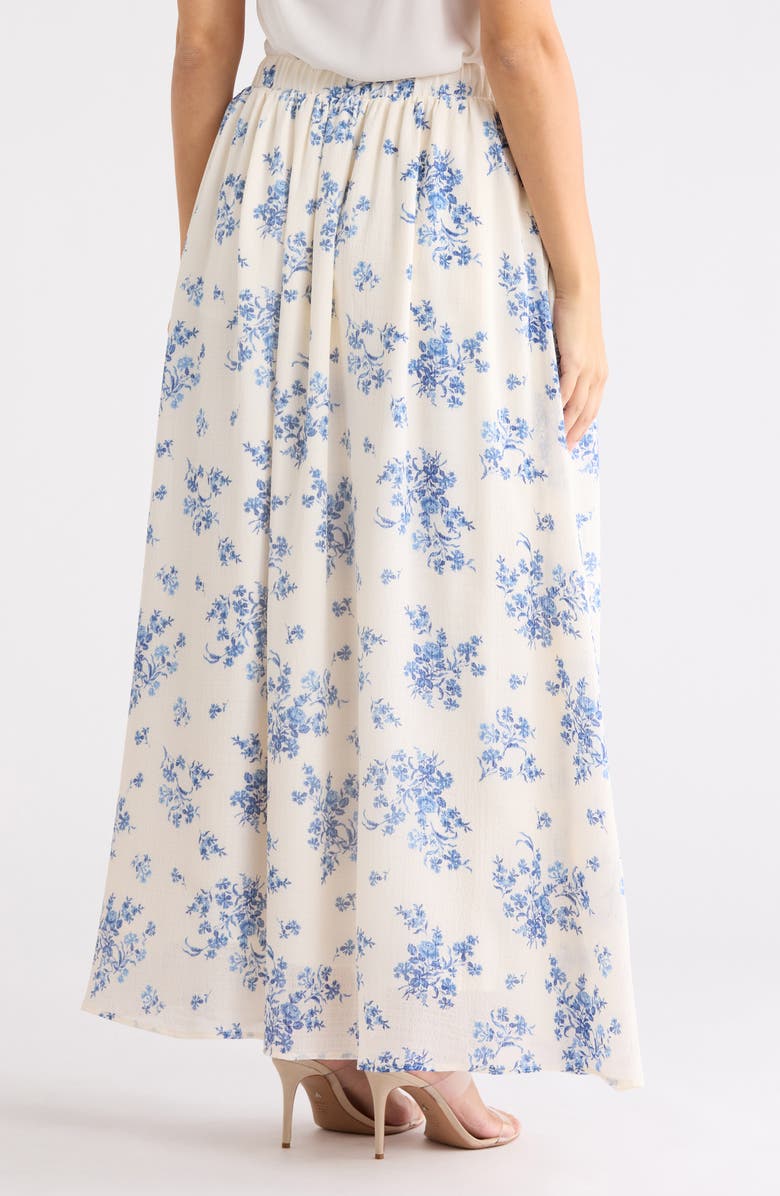 Renee C Leopard Print Flared Midi Skirt, Alternate, color, Ivory/ Blue