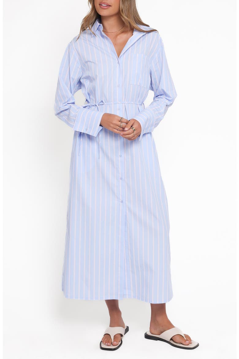 Harlan Long Sleeve Cotton Shirtdress, Main, color, BLUE PINK STRIPE