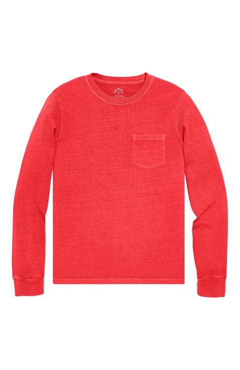 Adult Long Sleeve Garment Dyed Pocket Tee (Unisex Fit)