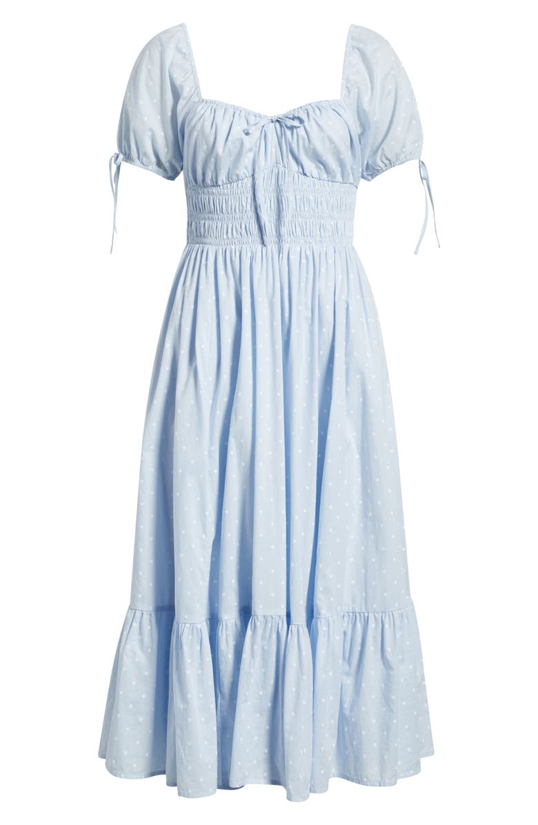 BP. Sweetheart Puff Sleeve Midi Dress, Alternate, color, Blue- White Kat Dot