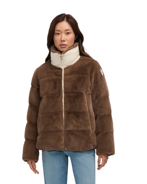 Pajar Vanita Boxy Reversible Midweight Puffer Jacket In Animal Print