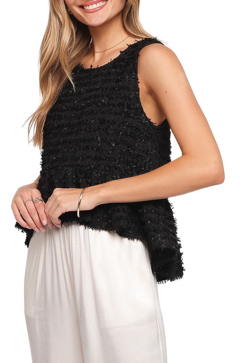 Meira High Low Hem Peplum Tank Top, Alternate, color, BLACK