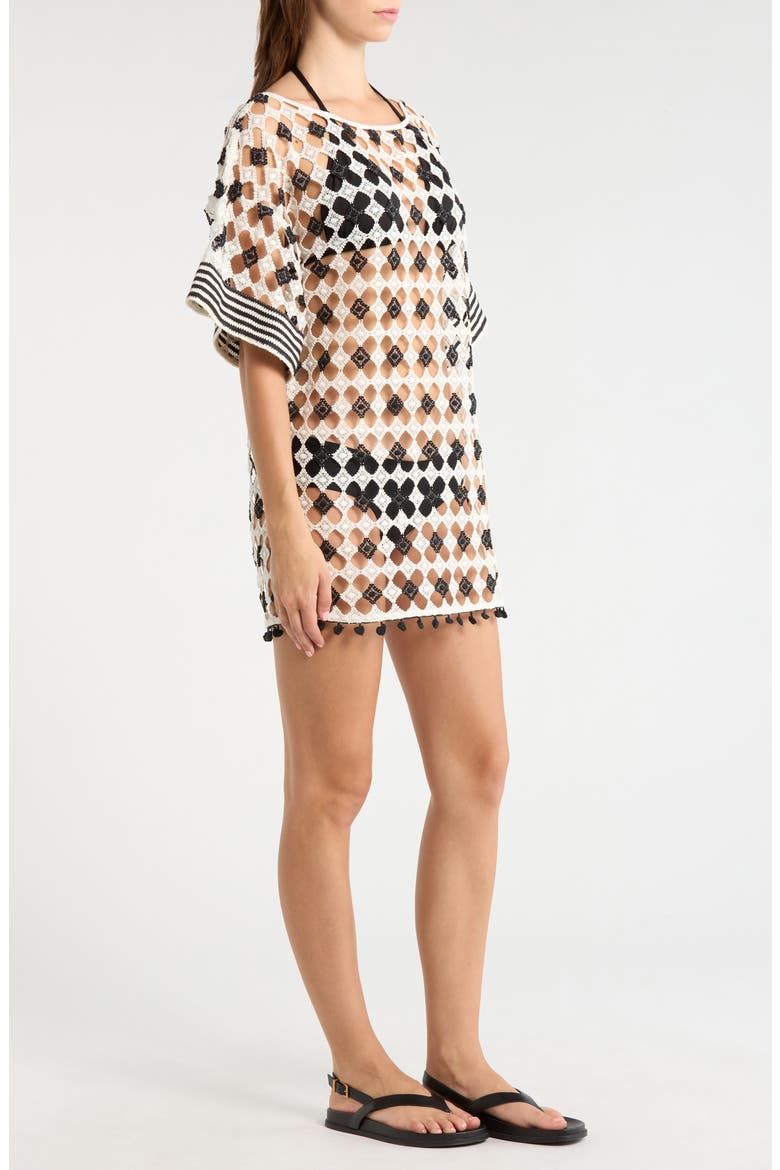 Betsy Open Stitch Cover-Up Dress, Alternate, color, BLACK/ SANDSTONE CROCHET