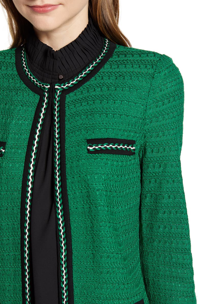 Ming Wang Braided Trim Jacquard Jacket, Alternate, color, 