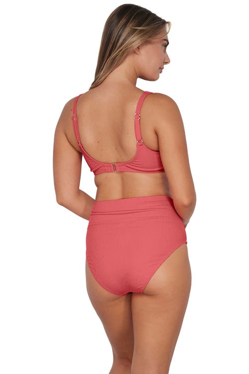 Pacifica By Sunsets Hannah High Waist Bikini Swim Bottoms In Hibiscus Tea