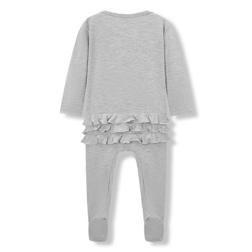 Milkbarn Luxe Solid Ruffle Footed Romper In Gray