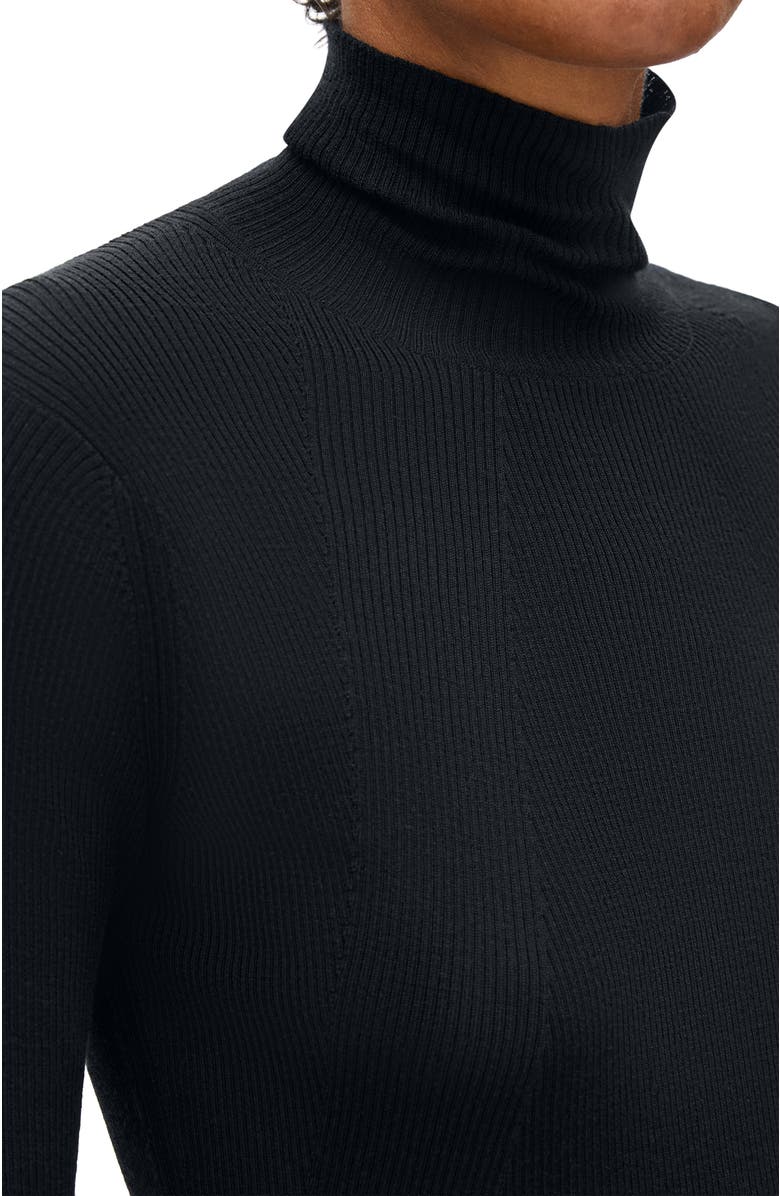 Another Tomorrow Rib Knitwear Turtleneck, Alternate, color, Black