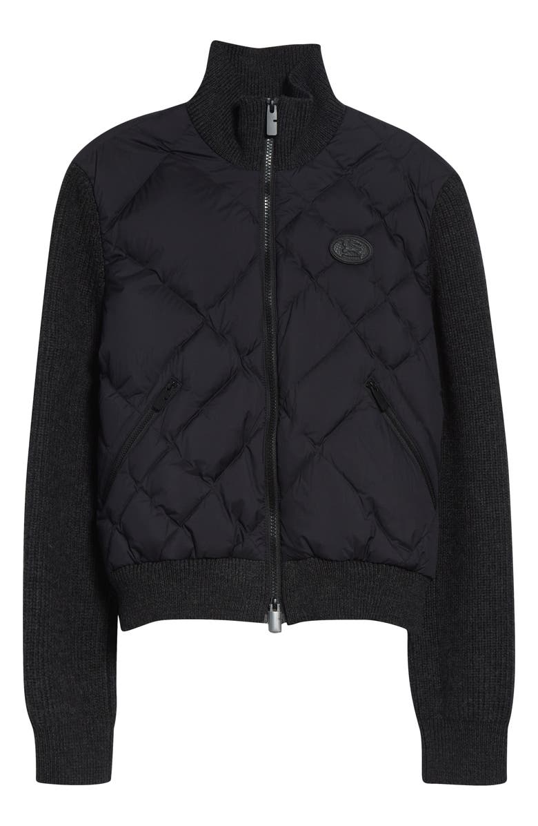 Burberry Check Stitch Mixed Media Jacket, Main, color, Black