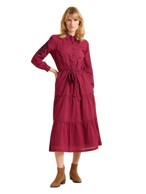 Embers Long Sleeve Tie Waist Midi Dress