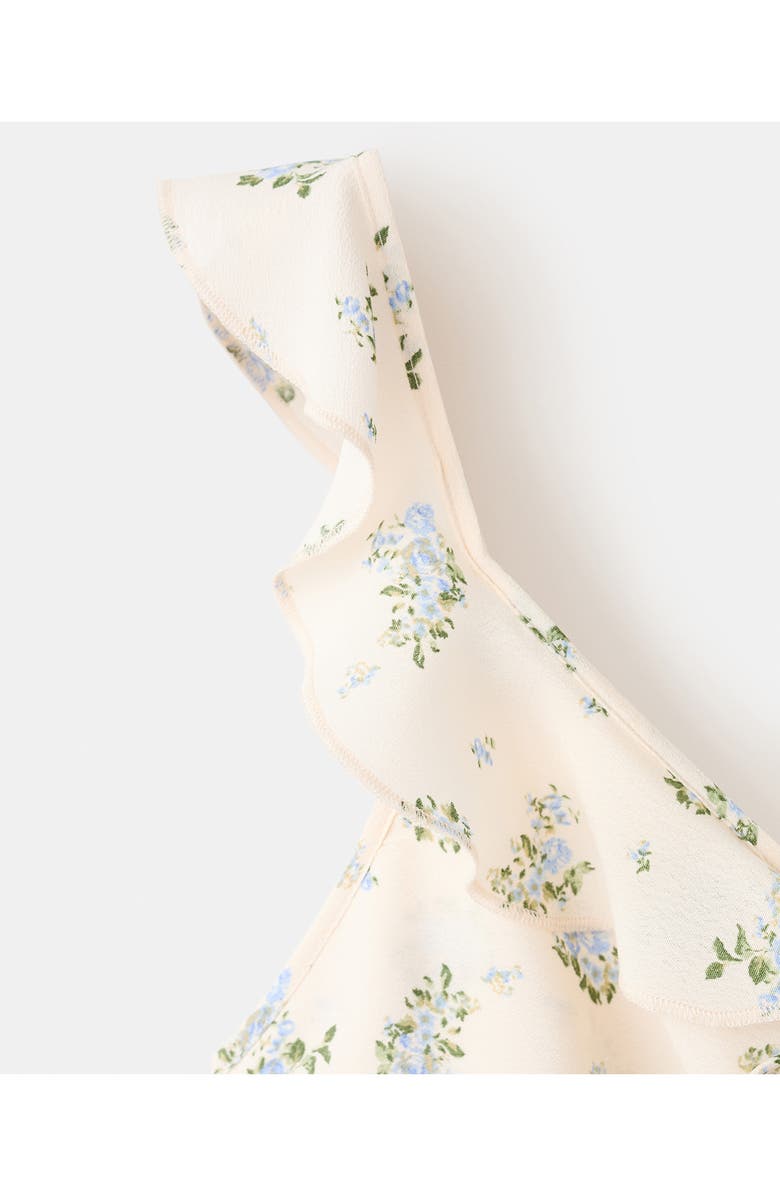 MANGO Floral Ruffle Strap Dress, Alternate, color, Ecru
