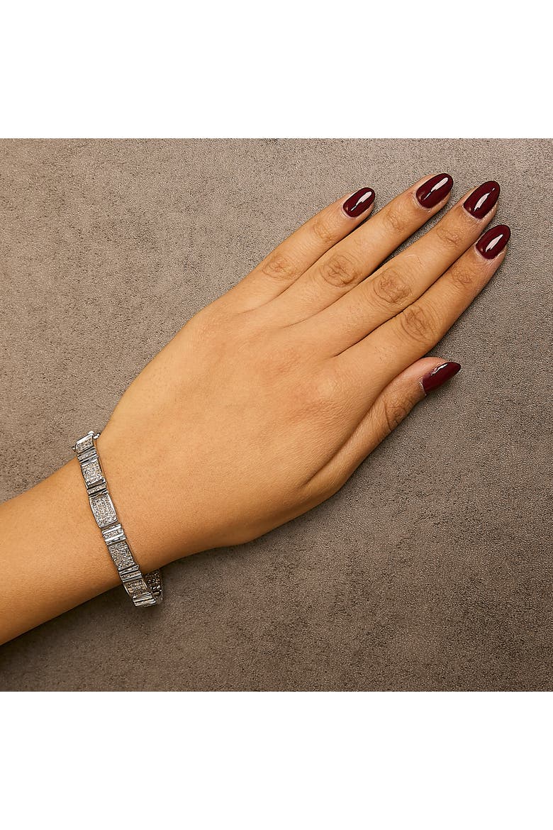 14K White Gold 7.0 Cttw Diamond Rectangular Link Tennis Bracelet, Alternate, color, White