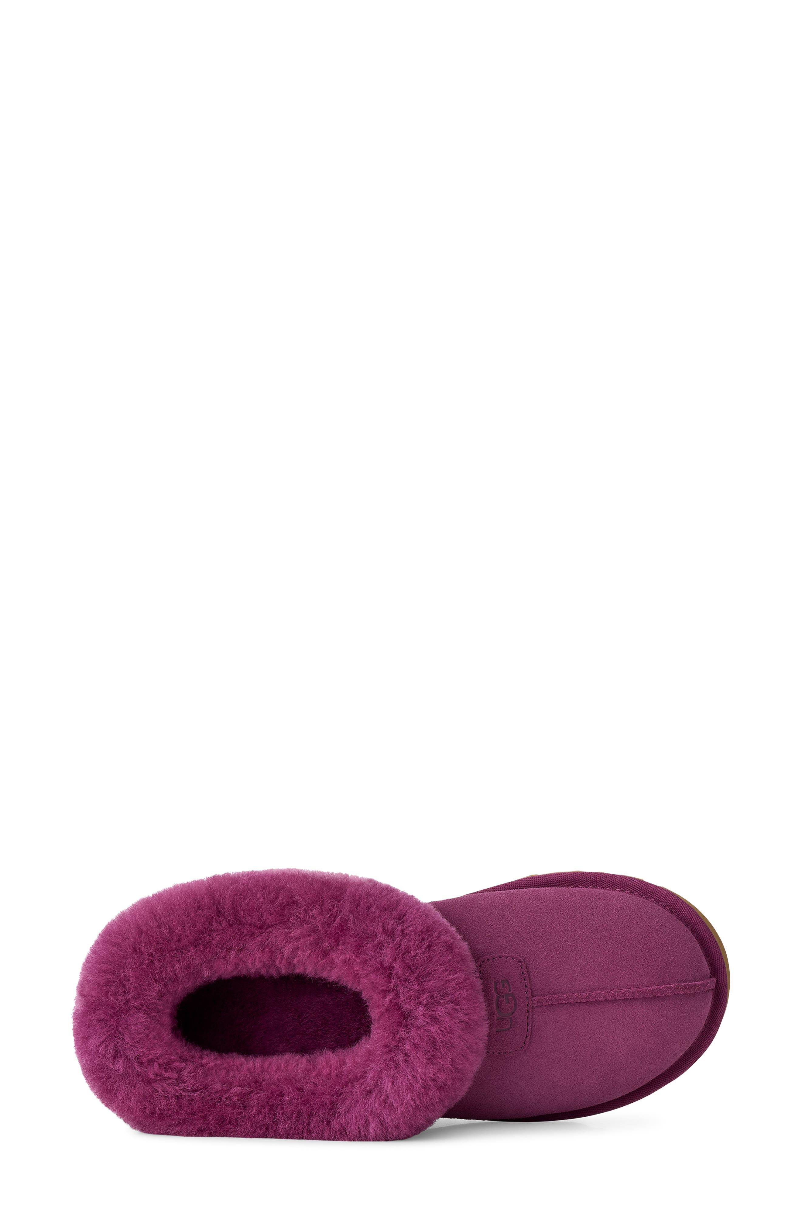 Tazzette Genuine Shearling Collar Slipper, Alternate, color, DARK WINTERBERRY