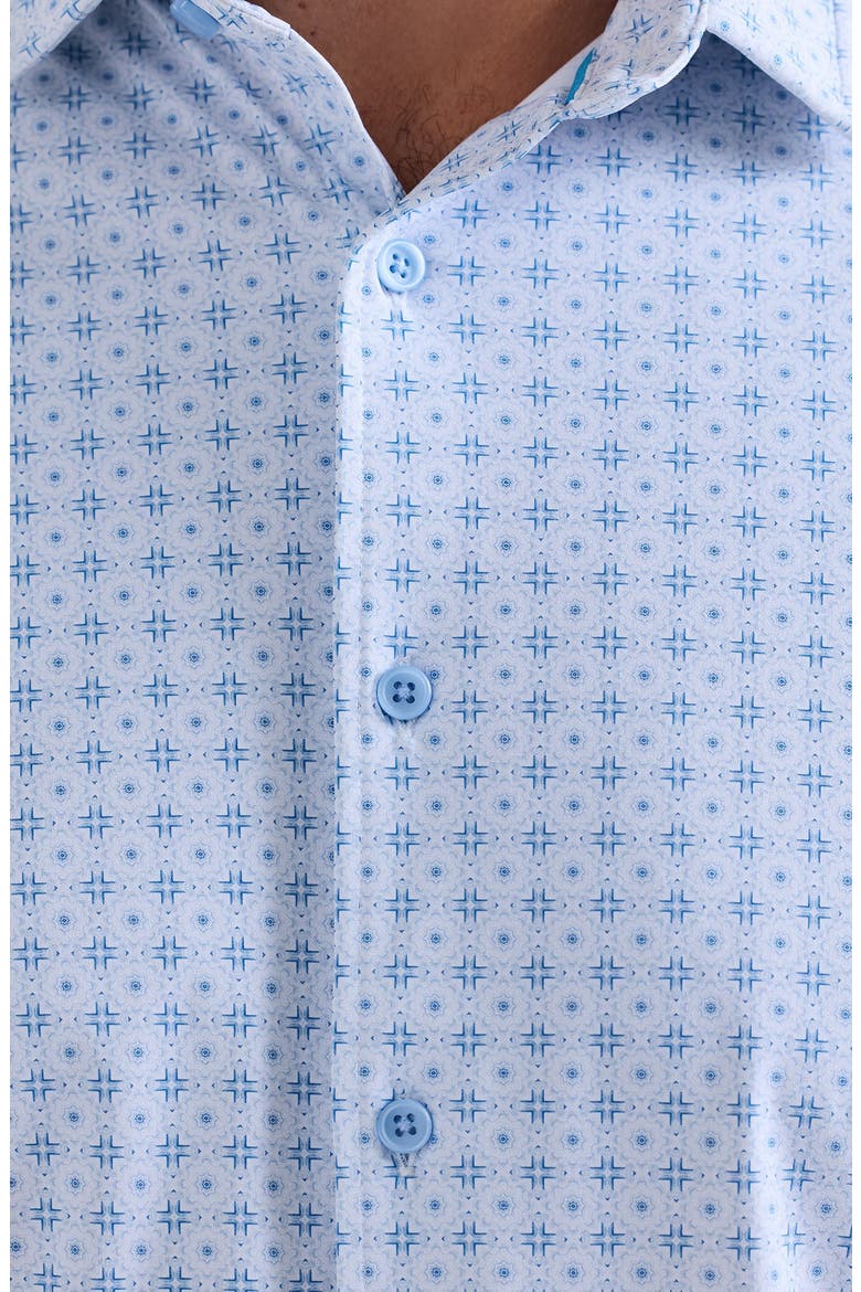 Brompton Knit Short Sleeve Button-Up Shirt, Alternate, color, BLUE