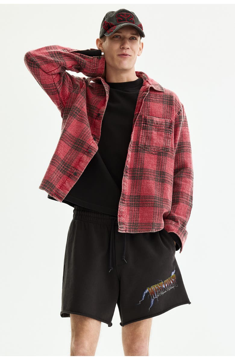 H&M Relaxed Fit Printed Sweatshorts, Alternate, color, Black/West Coast