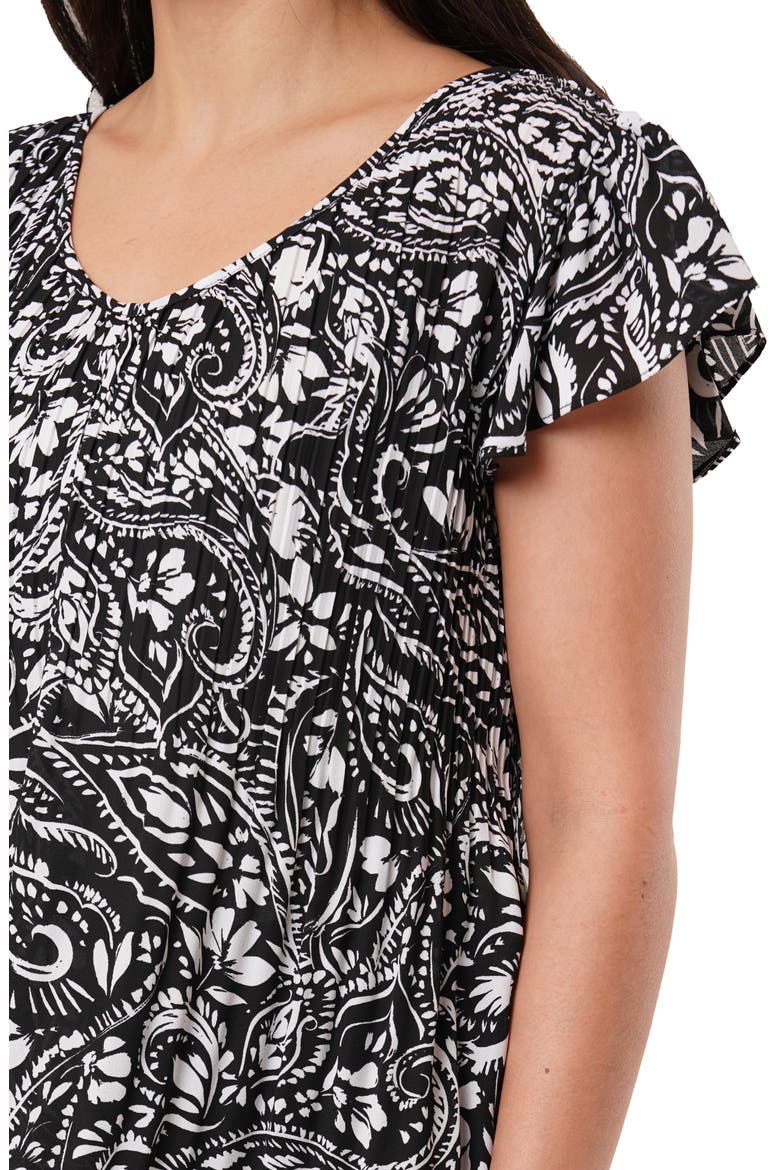 Pleated Flutter Sleeve Top, Alternate, color, ROSALIE
