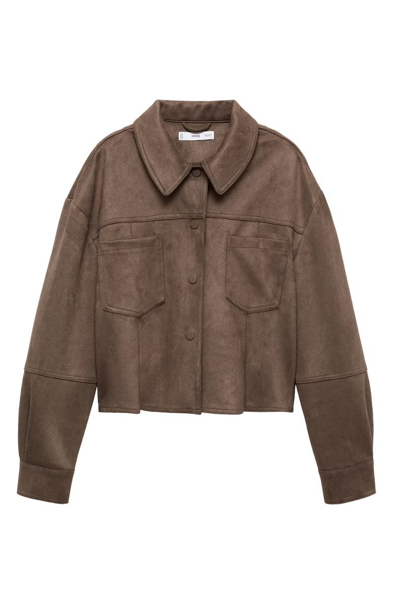 MANGO Crop Faux Suede Jacket, Alternate, color, 