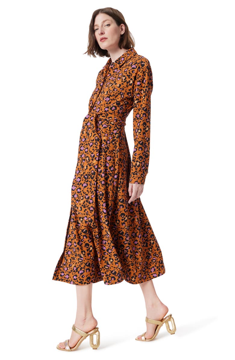 DO by Dee Ocleppo Print Tie Waist Long Sleeve Maxi Shirtdress, Alternate, color, Sugar Almond