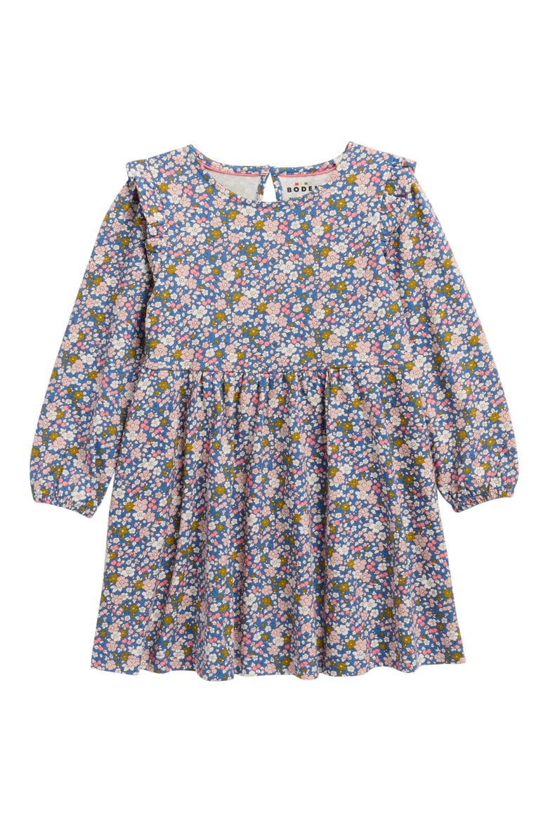 Kids' Floral Long Sleeve Cotton Jersey Dress, Main, color, DELFT FLORAL