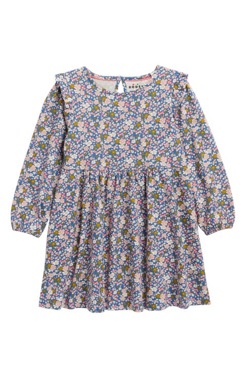Kids' Floral Long Sleeve Cotton Jersey Dress