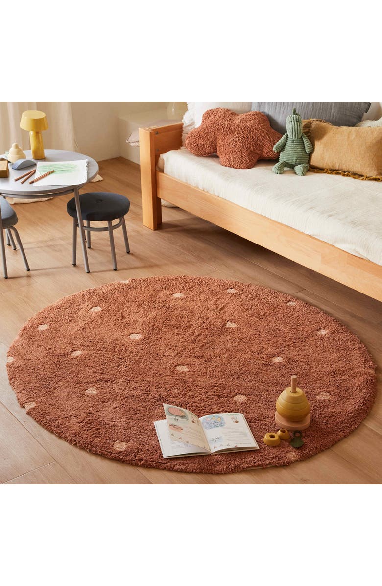 Lorena Canals Washable Rug Round Dot, Alternate, color, Chestnut, Rose
