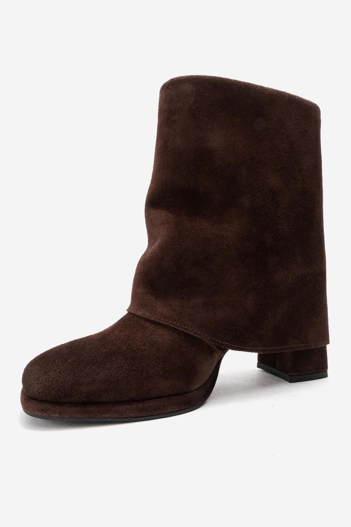 Lore Leather Block Heel Boot, Alternate, color, Brown Suede