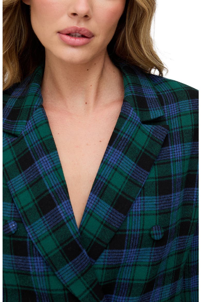 Zena Double Breasted Prince Of Wales Check Print Jacket, Alternate, color, Blue