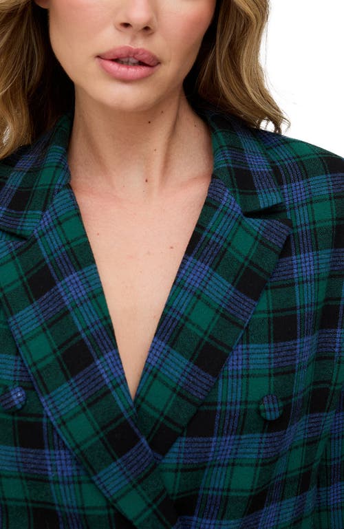 Lily And Lionel London Zena Double Breasted Prince Of Wales Check Print Jacket In Blue