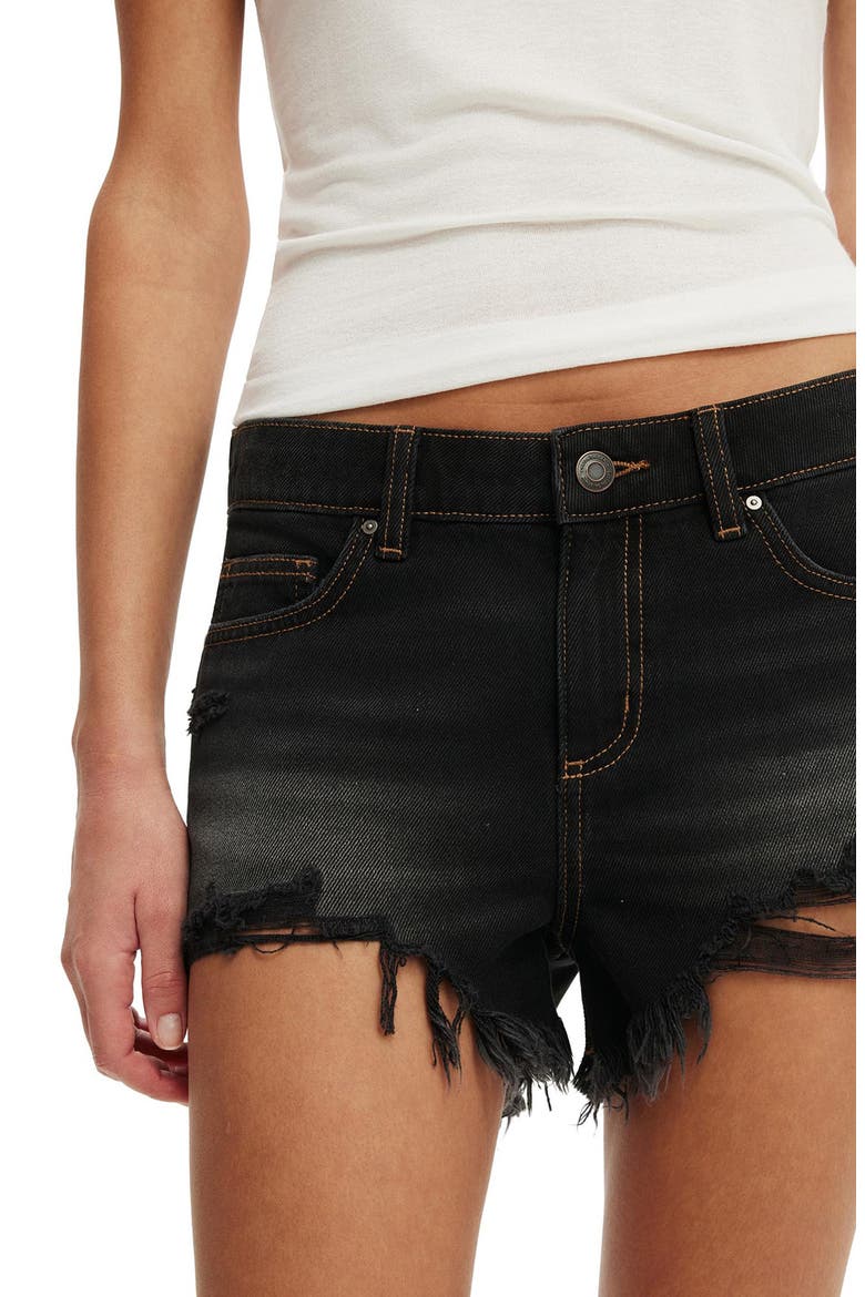 Saturday Low Rise Denim Cutoff Shorts, Alternate, color, DRIFT BLACK