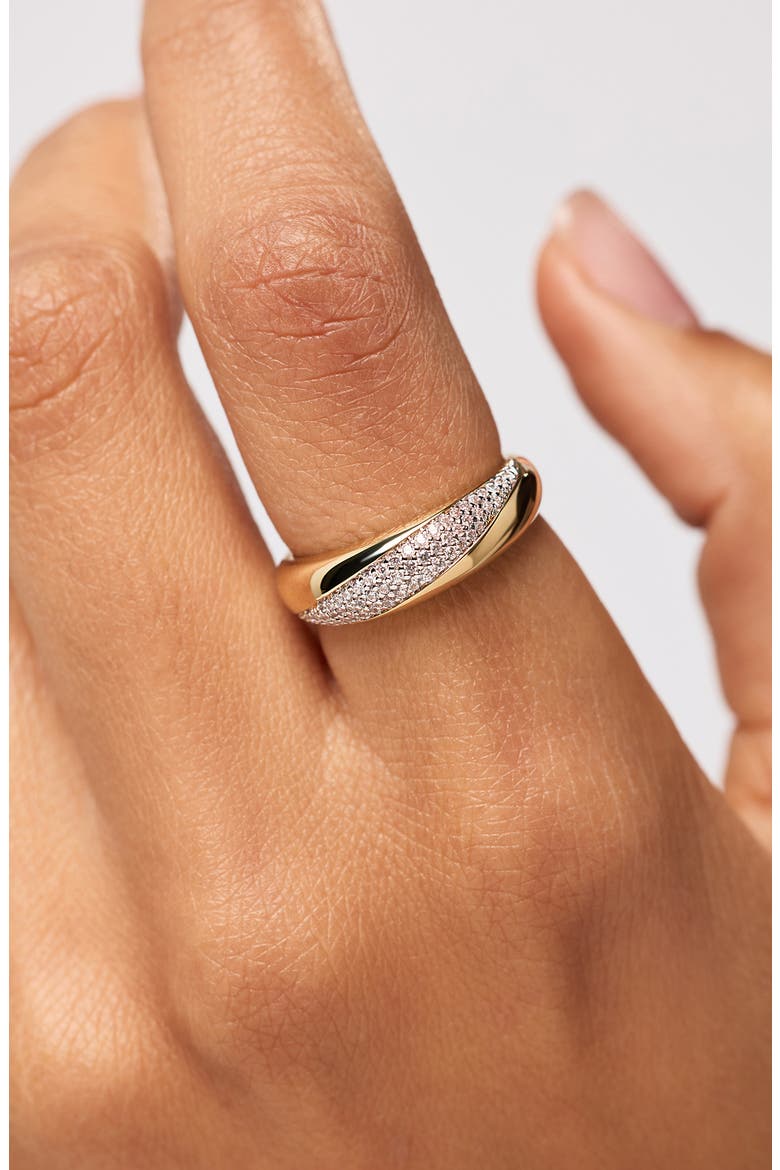 Kira Pavé Dome Ring, Alternate, color, GOLD / CLEAR