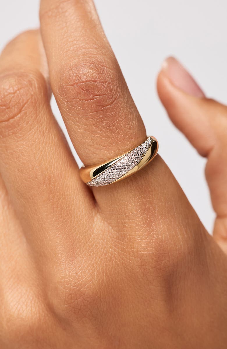 Ana Luisa Kira Pavé Dome Ring, Alternate, color, Gold / Clear