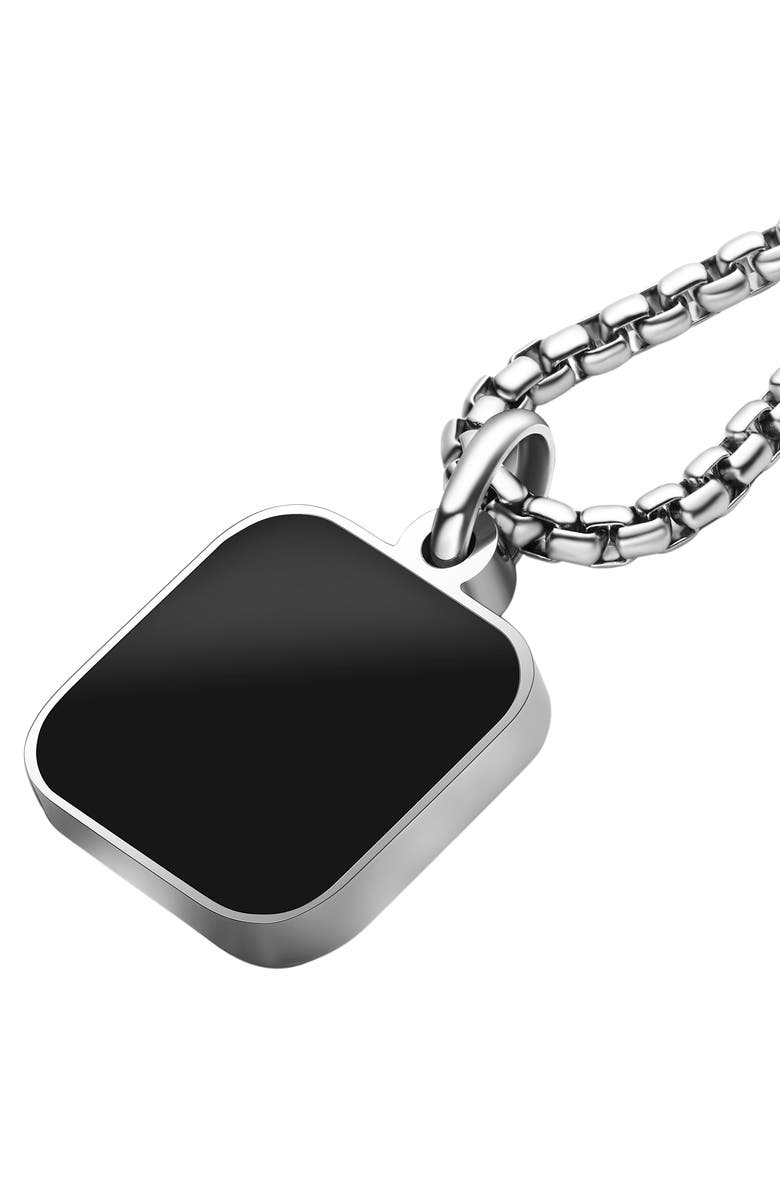 EDFORCE Men's Square Agate Pendant Necklace, Alternate, color, Black