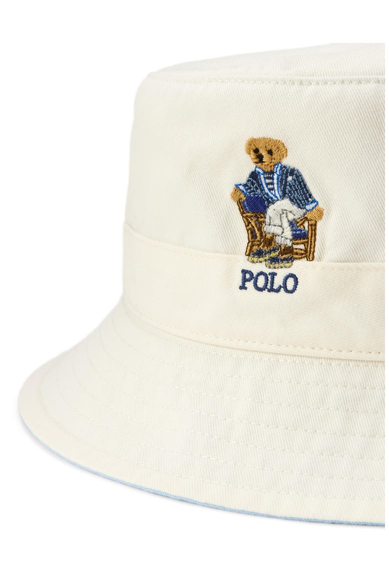 Loft Cotton Twill Bucket Hat, Alternate, color, DECKWASH WHITE W/ NEWPORT BEAR