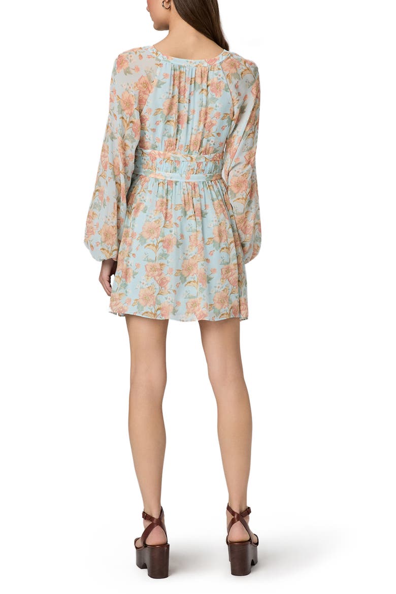 Summerland Long Sleeve Floral Print Silk Minidress, Alternate, color, SURF MULTI
