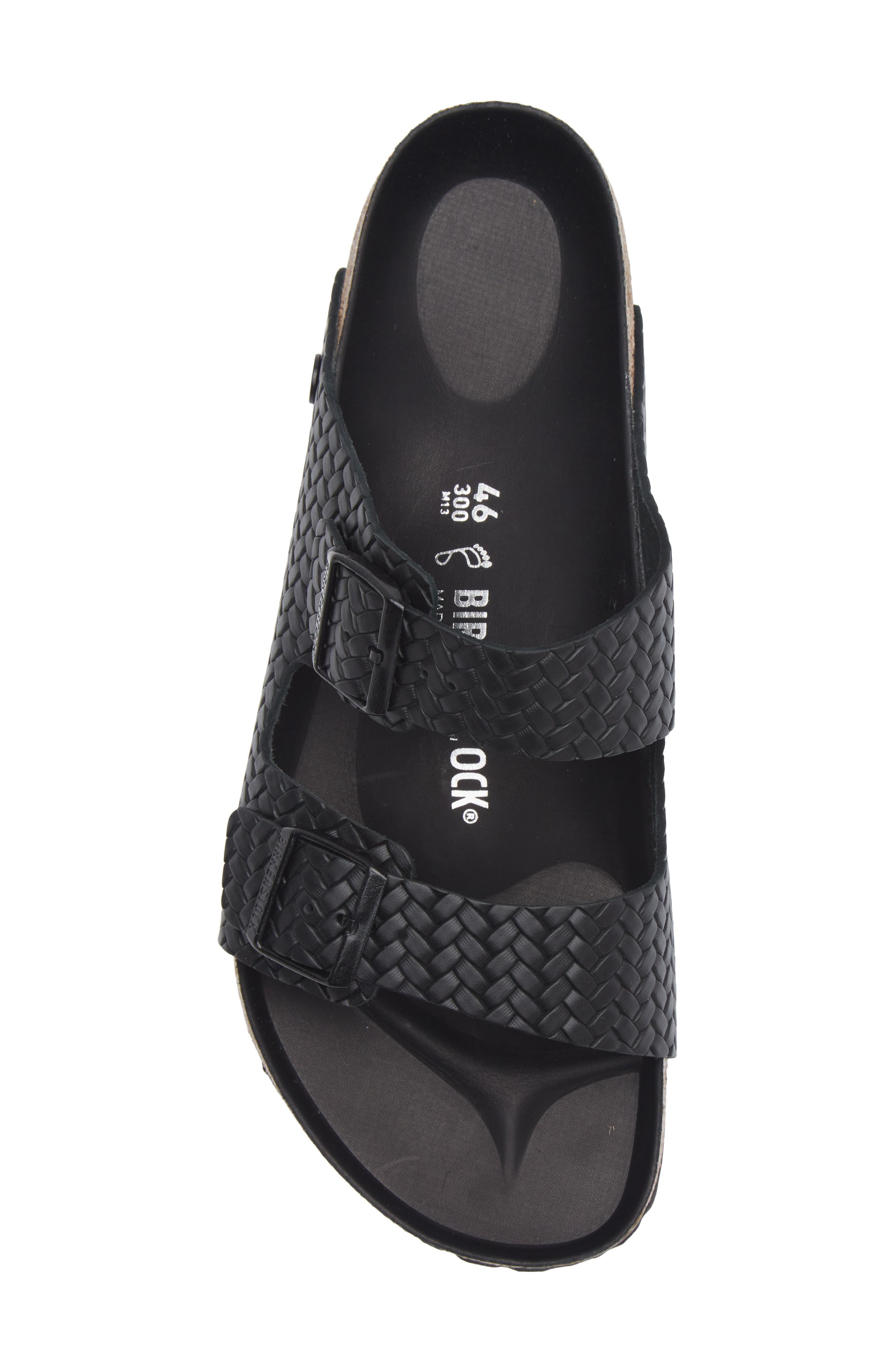 Birkenstock Arizona Woven Embossed Slide Sandal, Alternate, color, Black